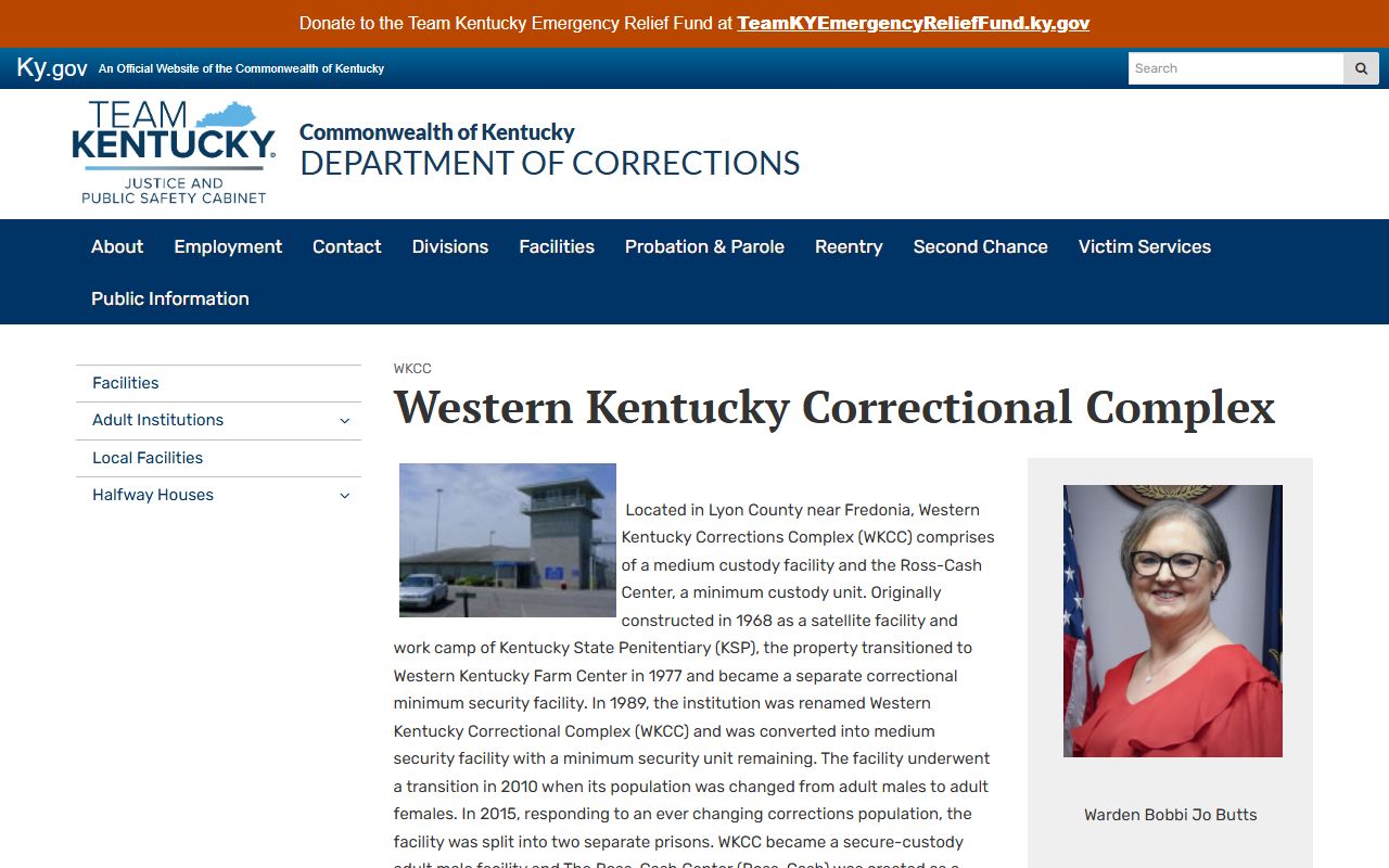 Western Kentucky Correctional Complex inmate lookup official DOC page in Lyon County